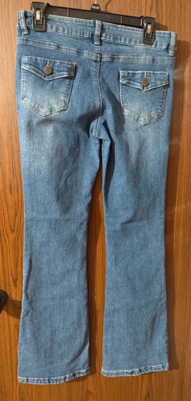 Rise Supply Co Bootcut Flare Jeans Medium Wash Flap Pockets